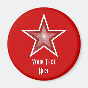 Red Star 'Your Text' fridge magnet red
