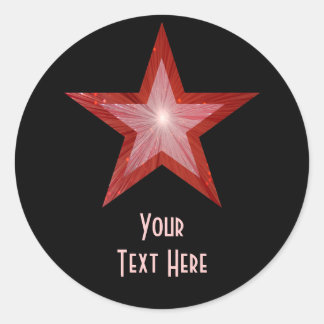 Red Star 'Your Text' round sticker black