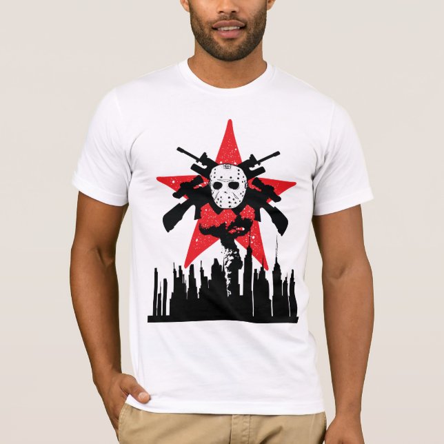Red Star Zombie Free Zone Ski Mask Slayer T-Shirts (Front)
