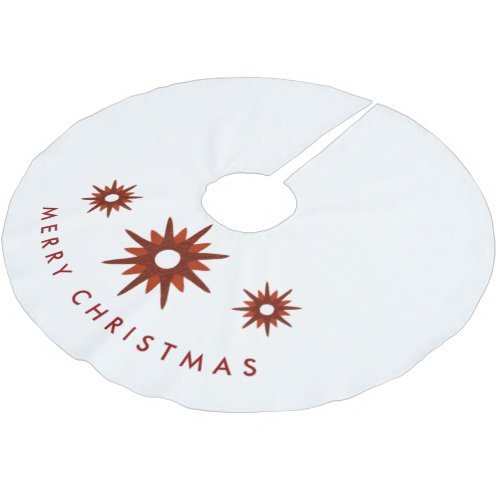 Red Starburst Merry Christmas Brushed Polyester Tree Skirt