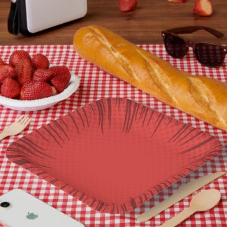 Red Starburst Paper Plate