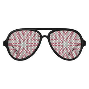 Red Starburst Pattern Aviator Sunglasses
