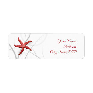 Red Starfish and Silver Coral Return Address Label