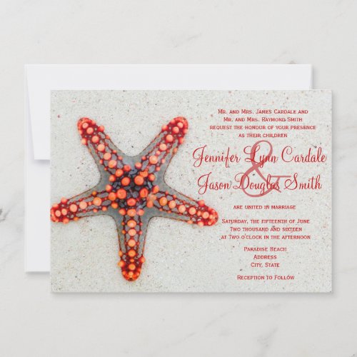 Red Starfish Beach Destination Wedding Invitations