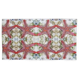 Red starfish large pattern pillow case