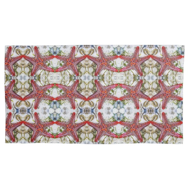 Red starfish medium pattern pillow case (Front)