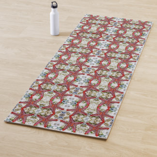 Red starfish pattern yoga mat