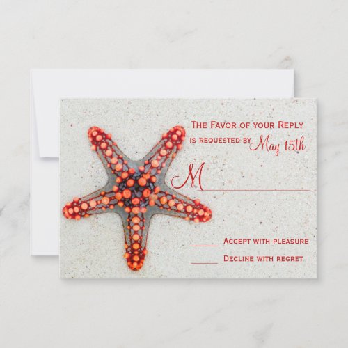 Red Starfish Sand Beach Destination Wedding RSVP