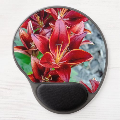 Red Stargazer Lily Flower Canadian Photography Gel Mouse Pad