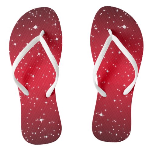 RED Starry Night Flip Flops