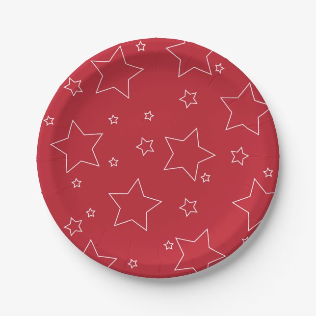 Red Stars 4th of July PartyPaper Plate (Front)