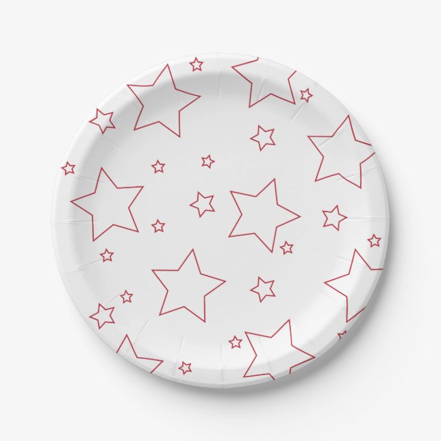 Red Stars 4th of July PartyPaper Plate (Front)