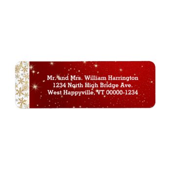 Red Stars And Snowflakes Return Address Labels by holiday_store at Zazzle