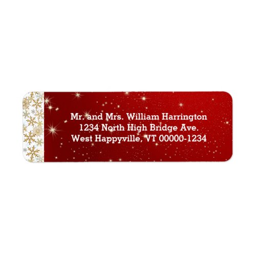 Red Stars and Snowflakes Return Address Labels