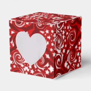 Red Stars and Swirls Pattern Heart Favor Box