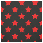 Red Stars Black Background Textile Fabric
