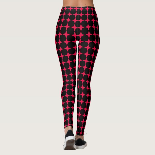 Red Stars Black Leggings (Back)