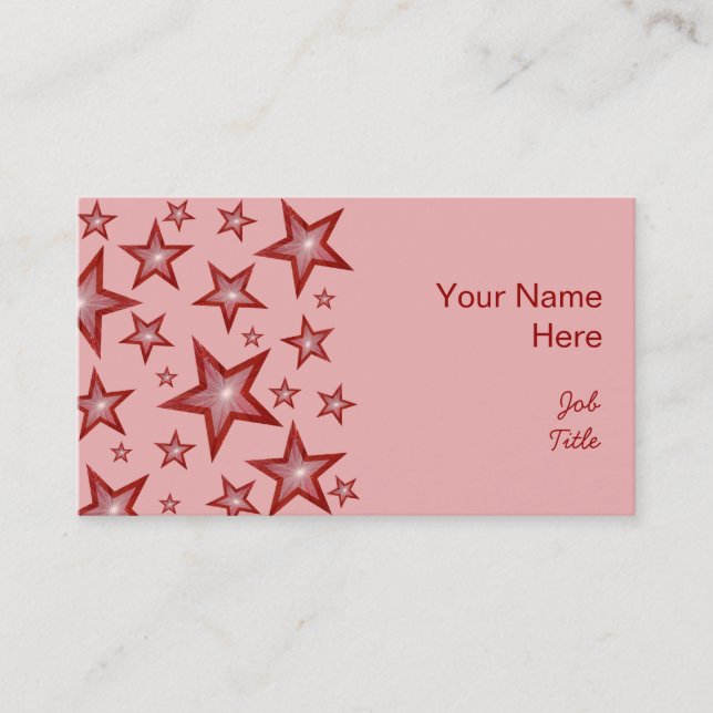 Red Stars business card side pink (Front)