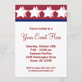 Red Stars Campaign Party Invitations by campaigncentral at Zazzle