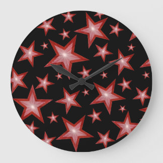 Red Stars clock round black