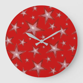 Red Stars clock round red