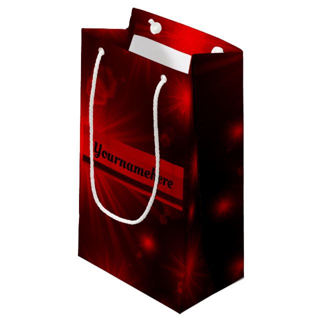 red stars in red and black personalized small gift bag (Front Angled)