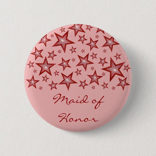 Red Stars 'Maid of Honor' button pink (Front)