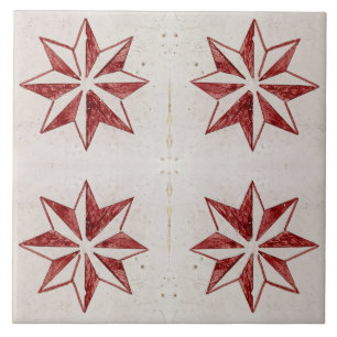 Red Stars Modern Portuguese azulejos Tile