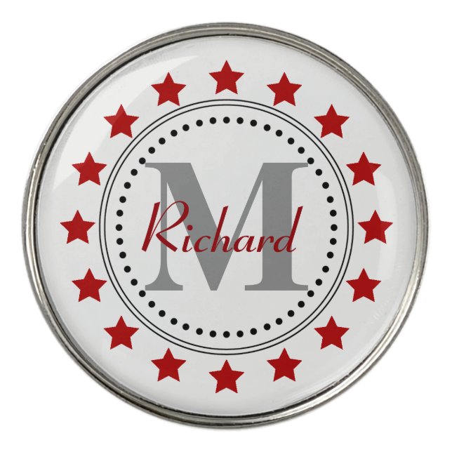 Red Stars Monogram Golf Ball Marker (Front)