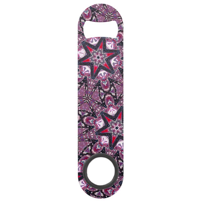 Red Stars on Purple Speed Bottle Opener (Back)