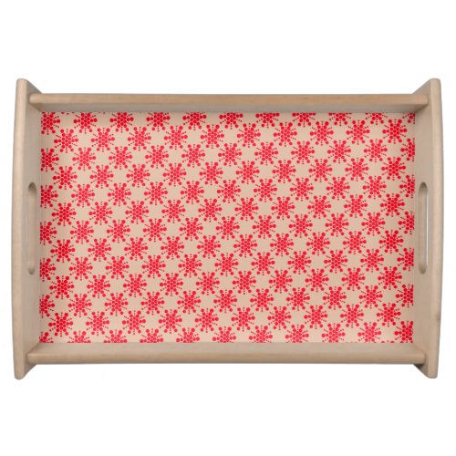 Red stars on taupe serving tray