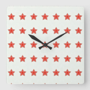 red stars on white clock
