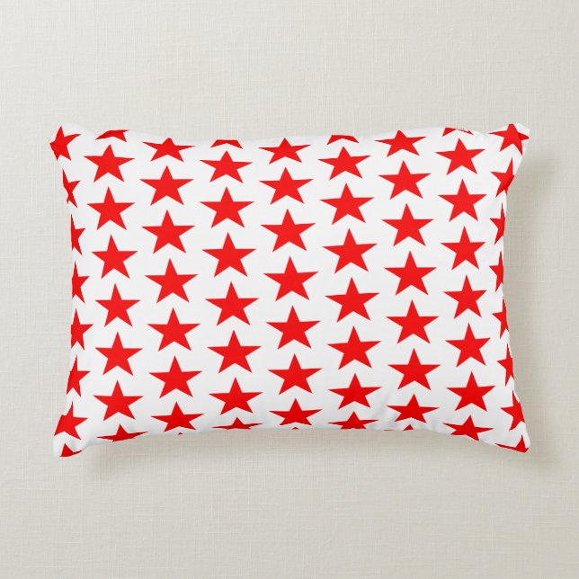Red Stars Pattern Accent Pillow (Front)