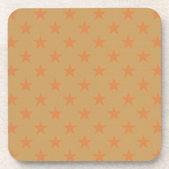 Red stars pattern beverage coaster (Front)