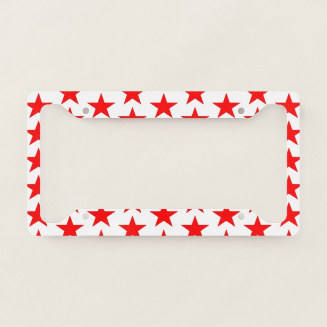 Red Stars Pattern License Plate Frame (Front)