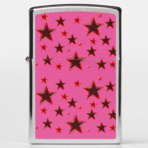 Red stars pink background zippo lighter
