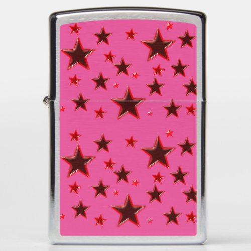 Red stars pink background zippo lighter