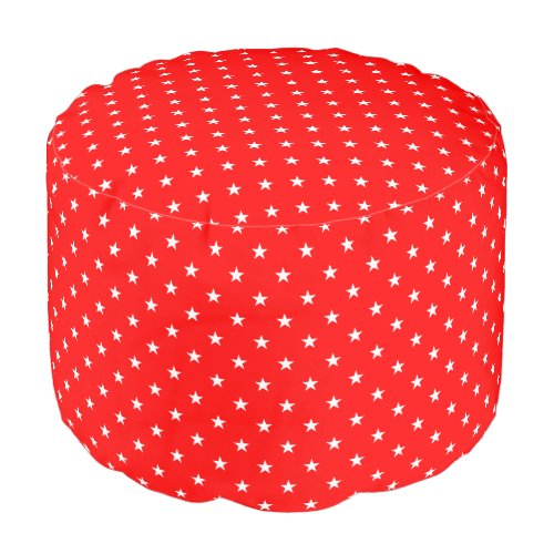 Red Stars Round Pouf