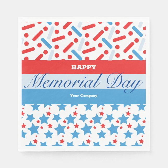 Red Stars Sprinkles Memorial Day Event Party Napkins (Front)