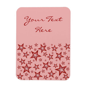 Red Stars 'Text' flexible magnet vertical pink