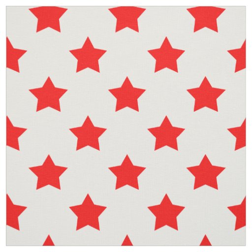 Red Stars White Background Textile Fabric