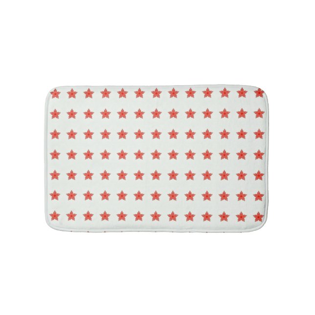red stars white bathroom mat (Front)