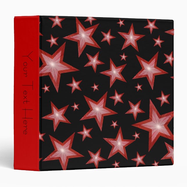 Red Stars 'Your Text' binder black (Front/Spine)