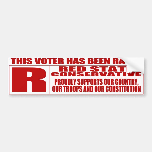 Red State Conservative Bumper Sticker (Front)
