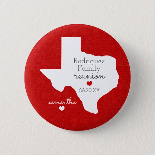 Red State of Texas Family Reunion Button