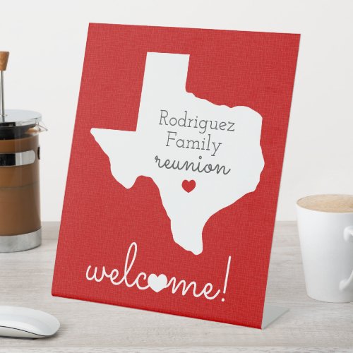Red State of Texas Family Reunion Pedestal Sign