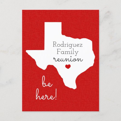 Red State of Texas Family Reunion Postcard