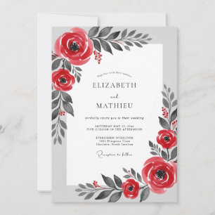 Red Stately Winter Wedding Invitation