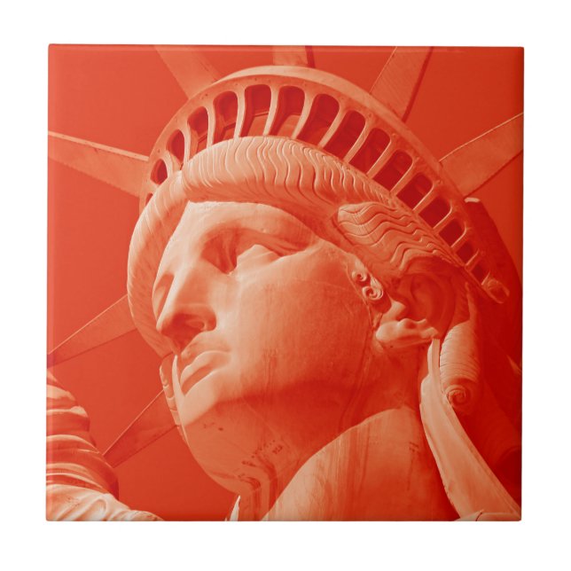 Red Statue of Liberty Ceramic Tile (Front)