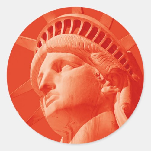 Red Statue of Liberty Classic Round Sticker